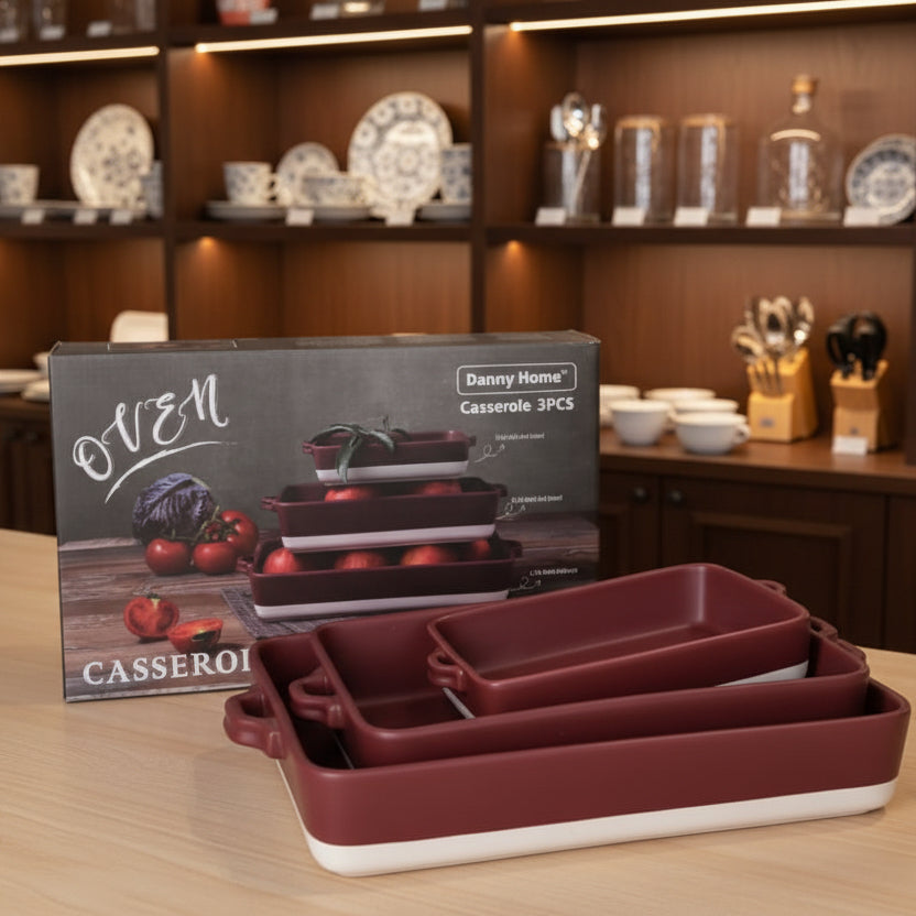 Danny Home™ 3-Piece Ceramic Casserole & Baking Dish Set