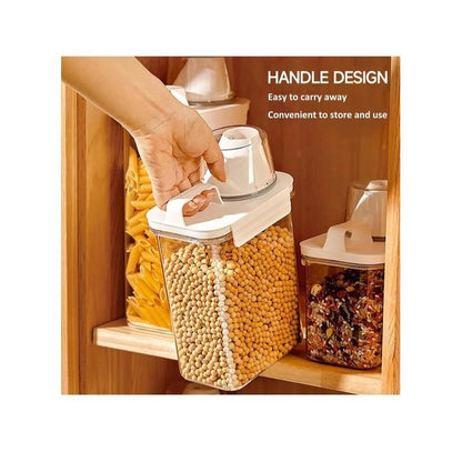 Airtight Clear Storage Dispenser Container with Measuring Cup Lid & Handle