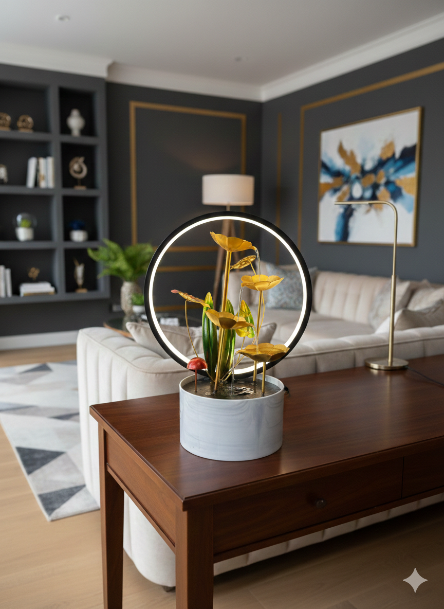 Golden Lotus LED Tabletop Fountain