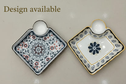 7-Inch Ceramic Dumpling Plate with Built-In Dipping Tray - My Store