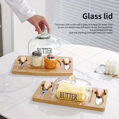 Premium Bamboo & Glass Butter Dish Set - My Store