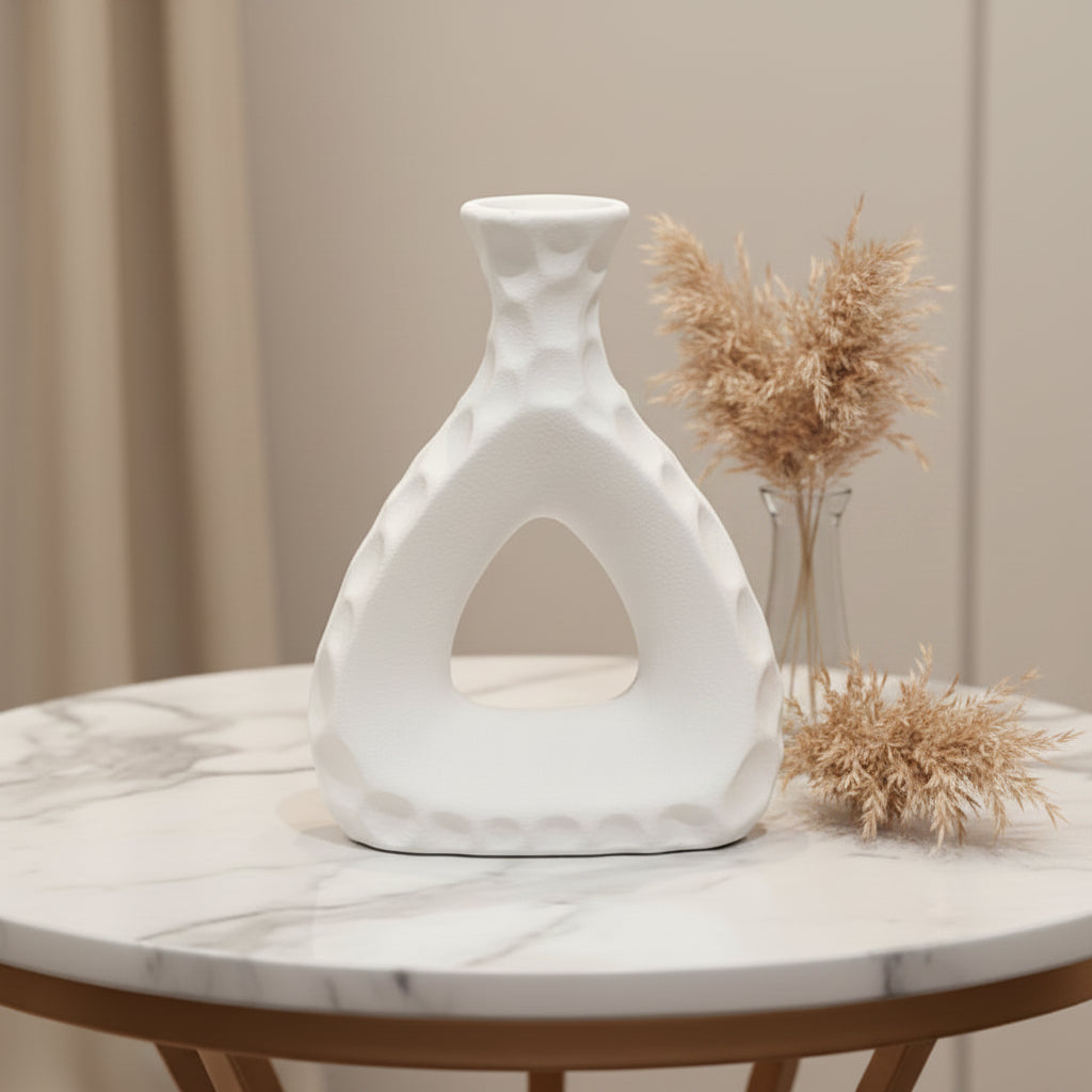 Abstract Hammered Ceramic Sculptural Vase