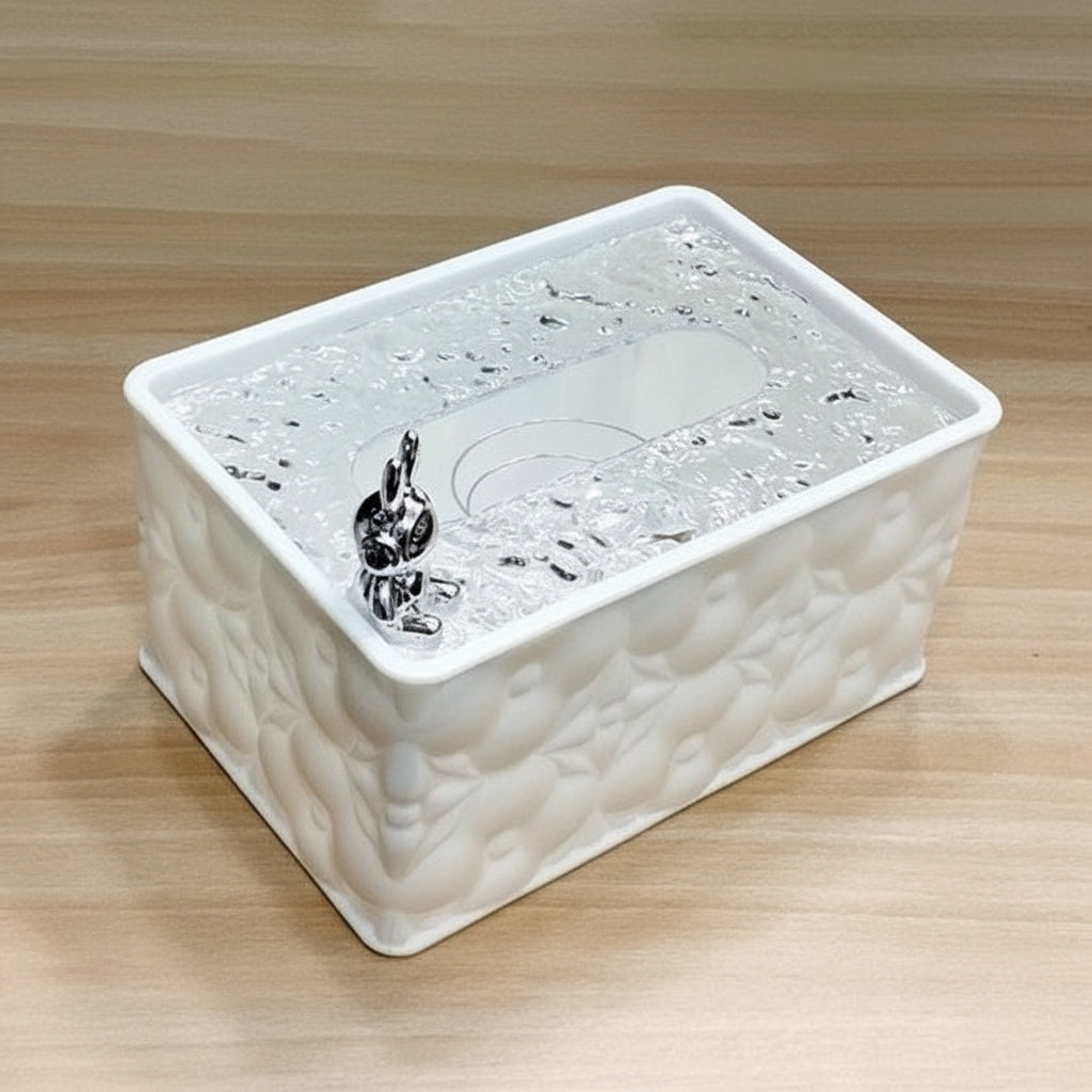 Luxury Decorative Tissue Box with Crystal Lid &chrome bunny accent