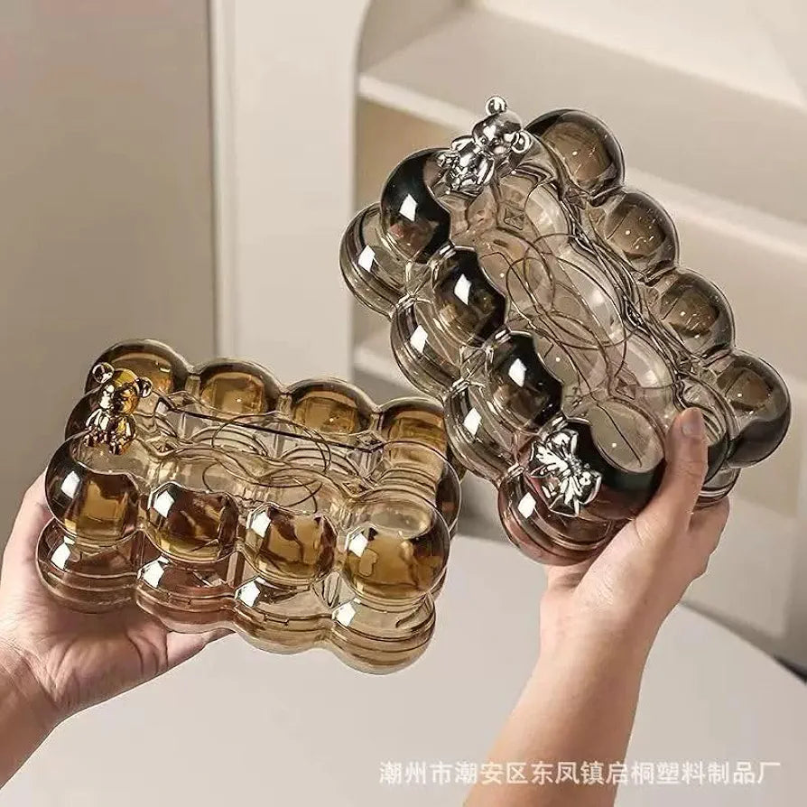 Bubbles Home Tissue Box Decorative Storage (Smoked Brown/Grey)