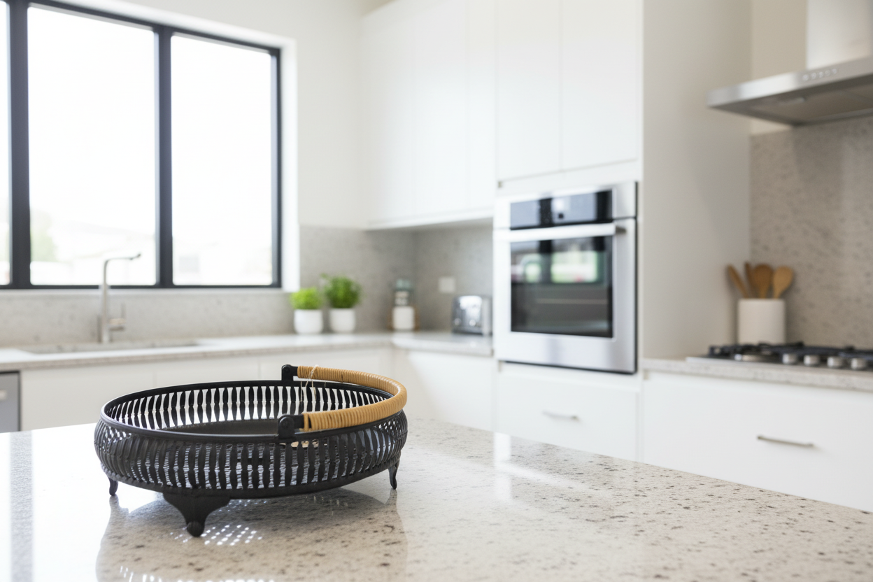 Premium Iron Fruit Basket with Wooden Handle – Modern Decorative Serving Tray - My Store