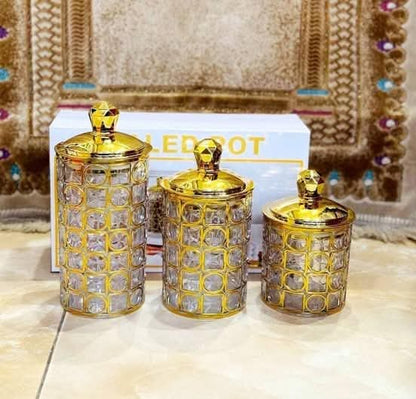 3-Piece Luxury Crystal-Style Airtight Storage Canister Set - My Store