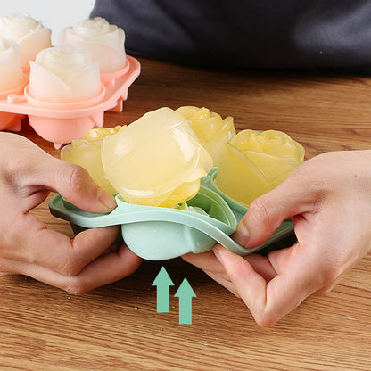 4-Cavity Rose Ice Cube Mold with Lid - My Store