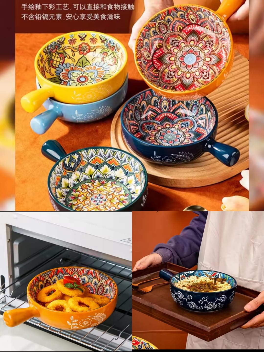 6” Ceramic Handle Bowl – Premium Printed Design - My Store