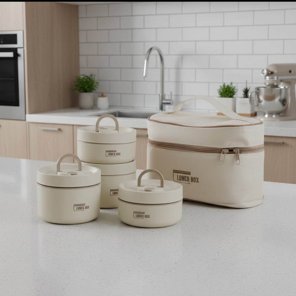 Portable Multi-Layer Insulated Lunch Box Set – Stainless Steel Food Container with Carry Bag