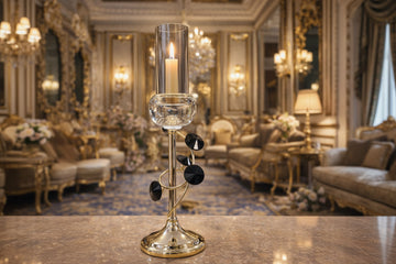 Luxury Crystal Hurricane Candle Holder – Gold Finish