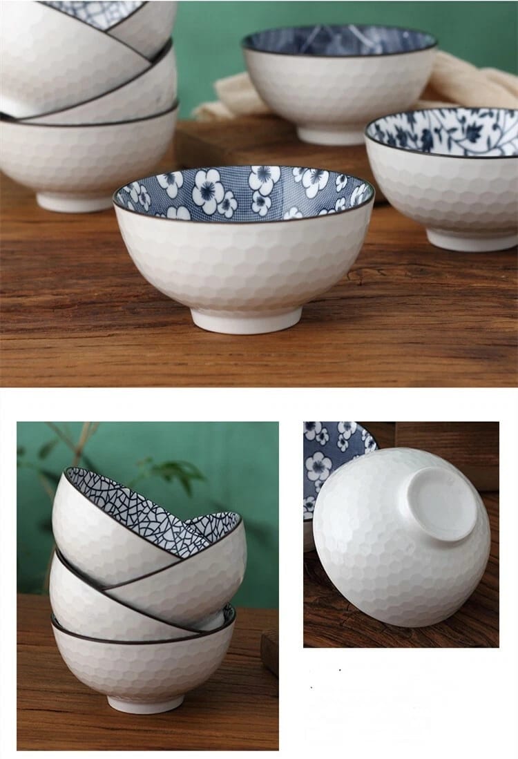 6-Piece Blue & White Ceramic Bowl Set