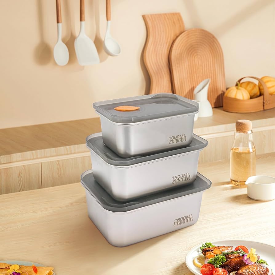 Premium Stainless Steel Airtight Food Storage Containers – Set of 3 - My Store