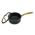 Danny Home Premium Non-Stick Forged Aluminum Saucepan with Tempered Glass Lid (Gold Handle Series) - My Store