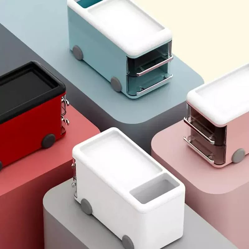 Bus-Shaped Desk Organizer with Drawers – Multi-Functional Storage Box - My Store
