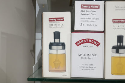 Danny Home High Borosilicate Glass Oil Bottle with Silicone Brush
