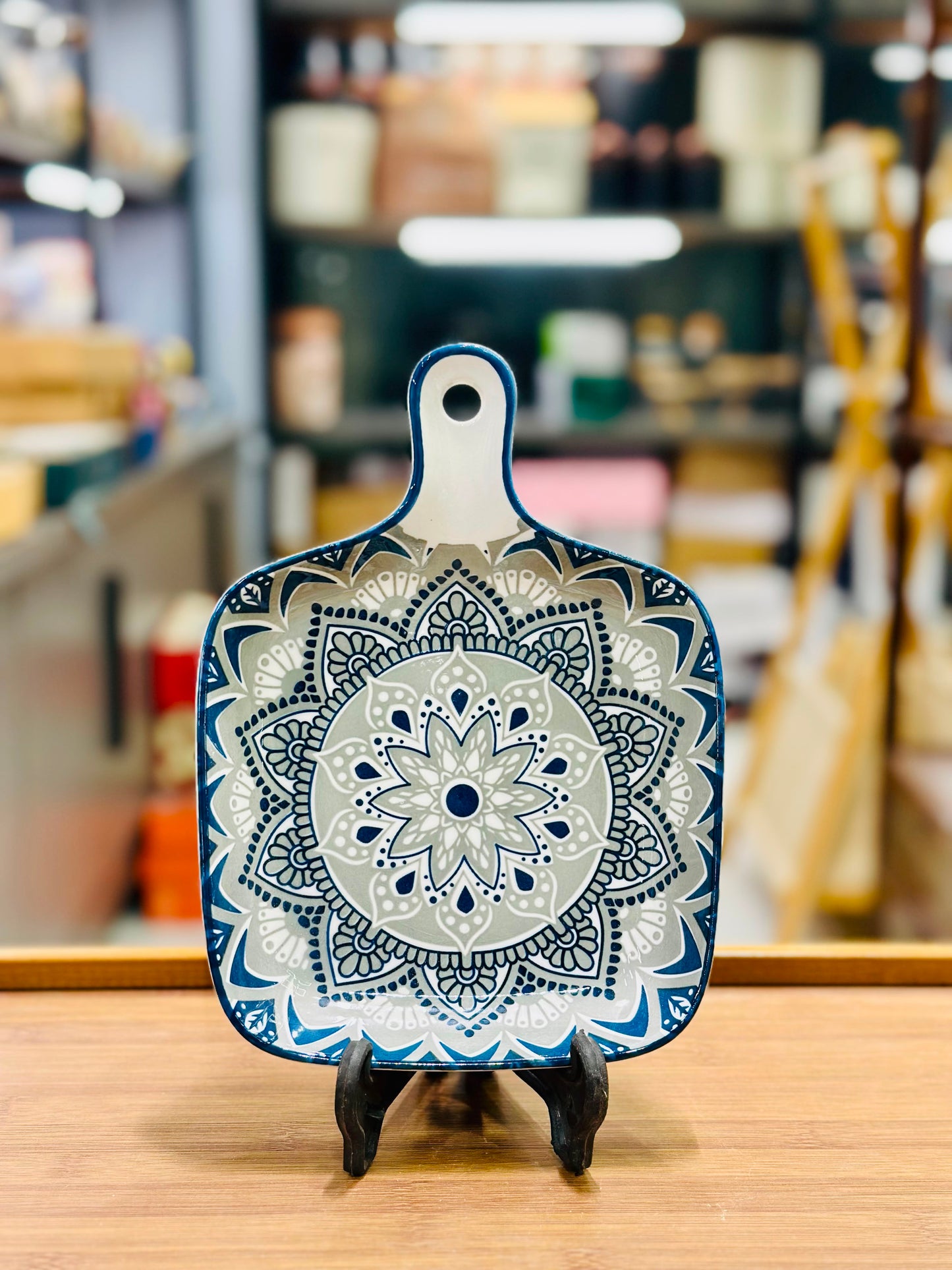 Ceramic 6.5-Inch Square Serving Platter with Handle