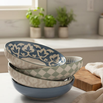 Danny Home™ 4-Piece All-Purpose Porcelain Soup Bowl Set (21cm / 8.25") – Mix & Match Patterns