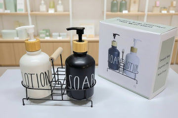 Soap Dispenser Set with Iron Stand