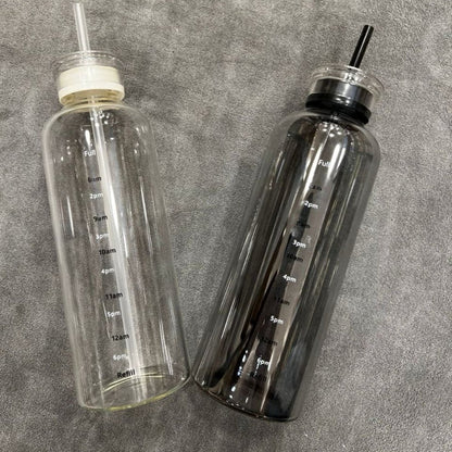 Time-Marked Gradient Glass Water Bottle – 750ml / 25 oz