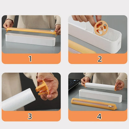 Adjustable Cling Wrap Dispenser with Hidden Slide Cutter