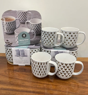 Danny Home Elegant Printed Mugs - Set of 4 (400ml)
