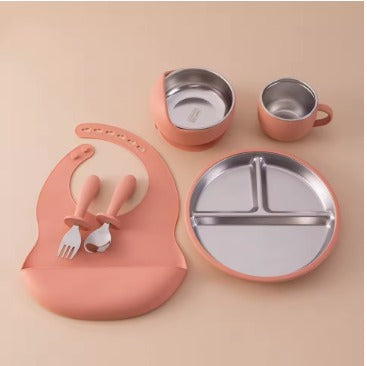 6-Piece Stainless Steel & Silicone Baby Feeding Set - My Store