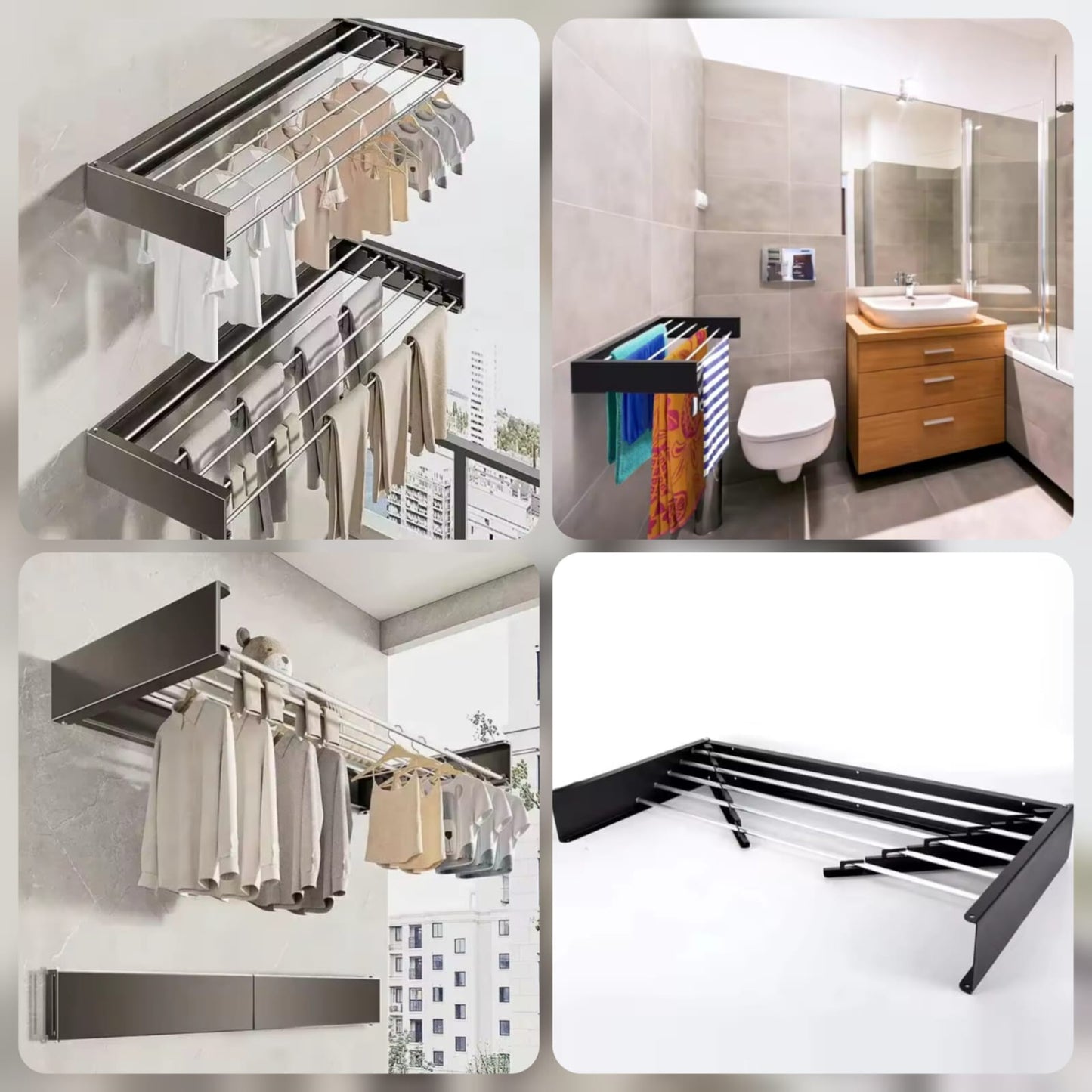 Wall Mounted Foldable Towel Rack