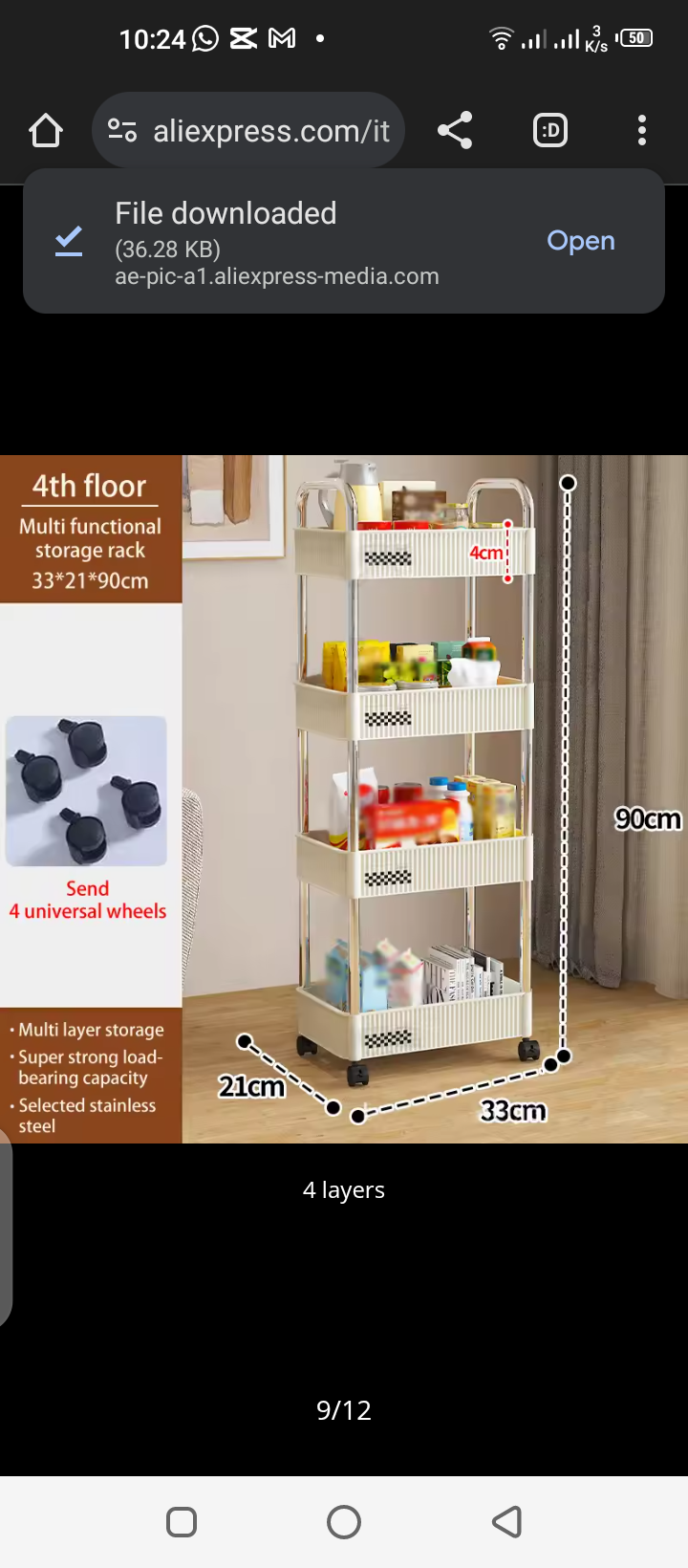 4-Layer Storage Rack Trolley - My Store