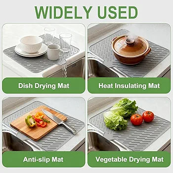 Silicone Dish Drying Mat with Self-Draining Lip - My Store