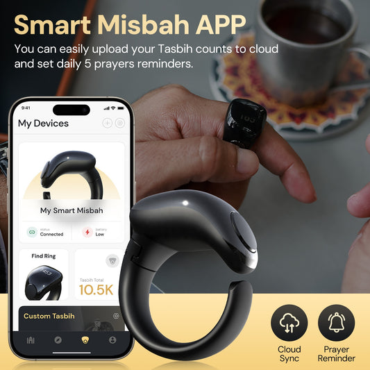 Weslamic Smart Tasbeeh Ring – Digital Zikr Counter with Prayer Reminder - My Store