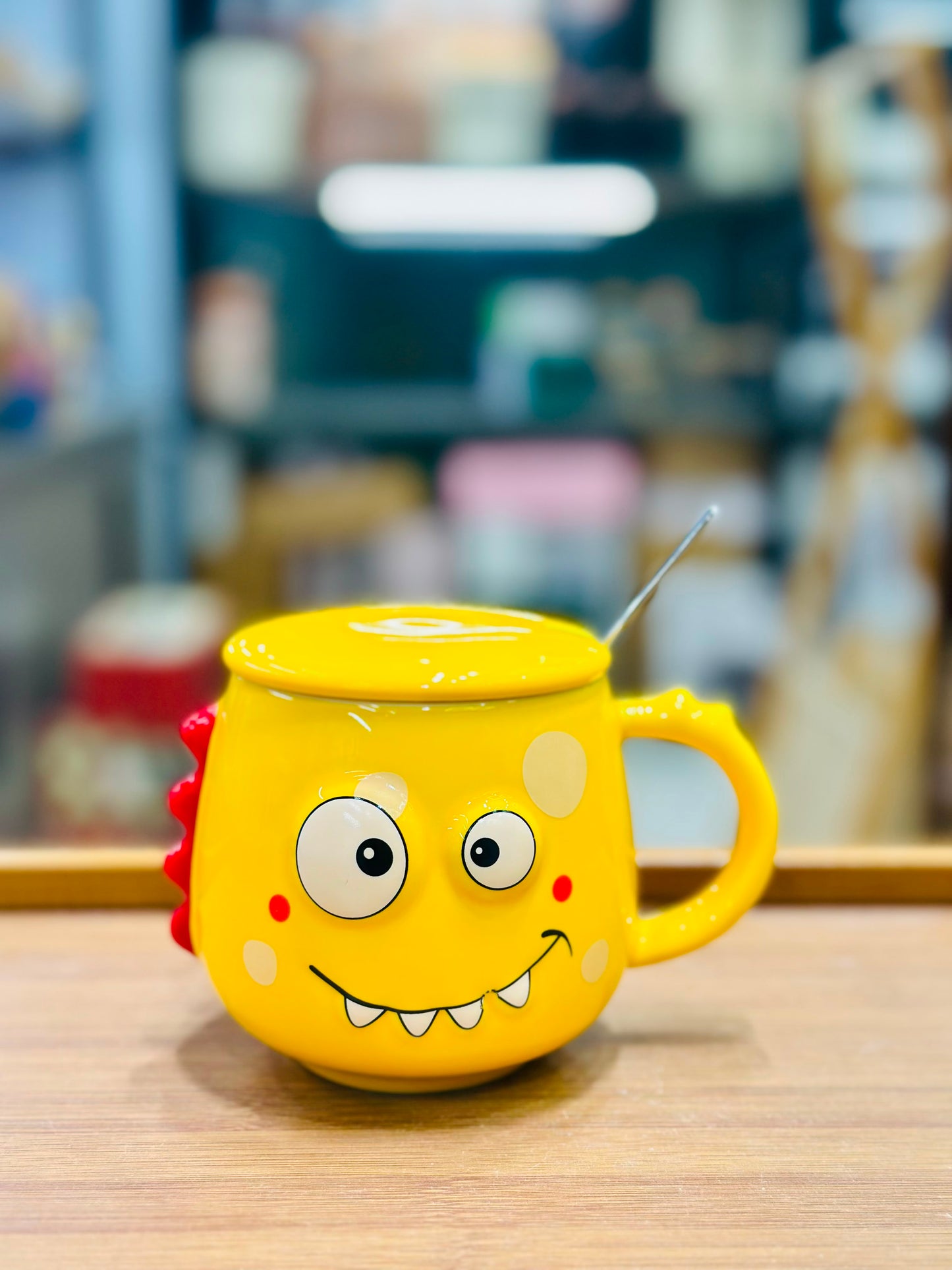 Cute Cartoon Dinosaur Ceramic Mug with Lid & Spoon – 450ml