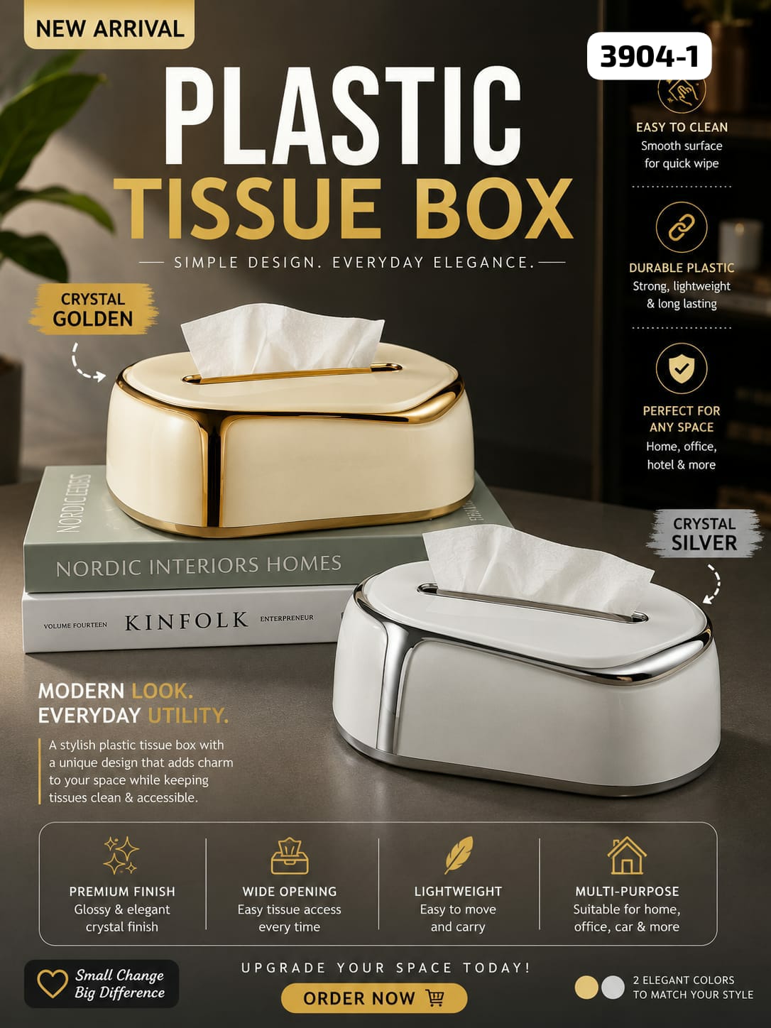 Luxury Tissue Box Cover – Modern Crystal Design