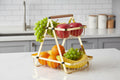 2-Tier Metal Fruit Basket with Wooden Handle - My Store