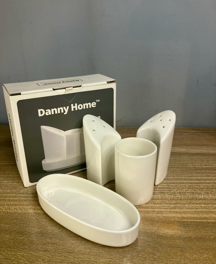Danny Home™ 4-Piece Ceramic Salt, Pepper & Toothpick Set with Tray