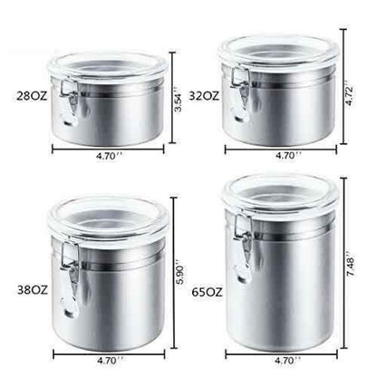 Airtight Stainless Steel Canister Set – 4 Pcs - My Store