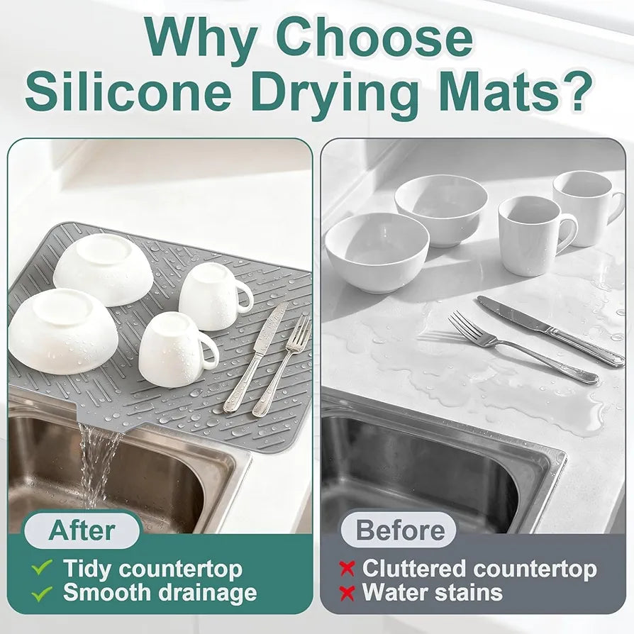 Silicone Dish Drying Mat with Self-Draining Lip - My Store