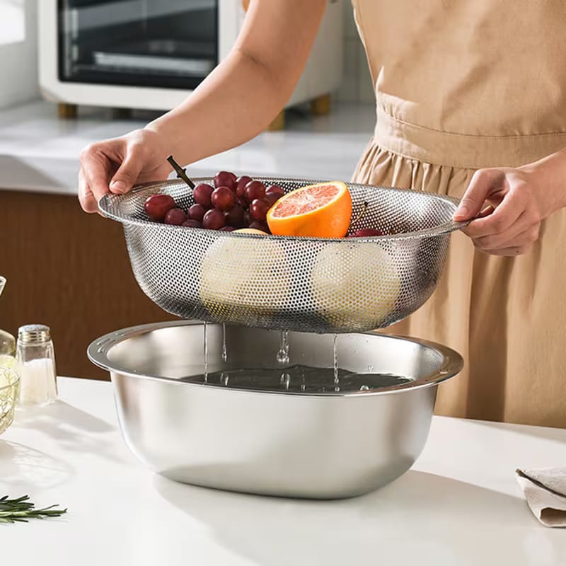 Multi-Function Stainless Steel Colander & Basin Set