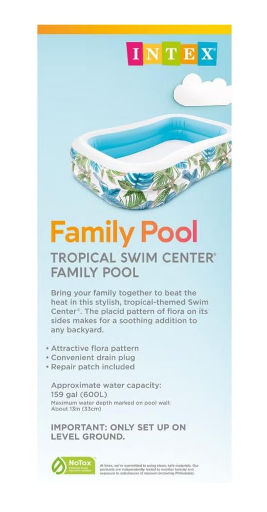Intex Tropical Swim Center Family Pool – Inflatable Kids & Adults Lounge Pool (90" x 60" x 19")