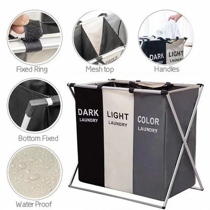 3-Compartment Foldable Laundry Organizer – X-Frame Design - My Store
