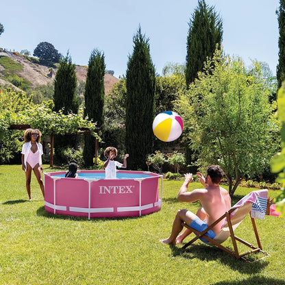 INTEX 8ft × 30" Pink Metal Frame Above Ground Pool