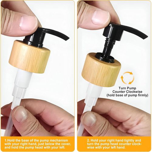 Premium: Luxe Glass Soap Dispenser Set with Bamboo Pumps & Organizing Tray (Set of 2) - My Store