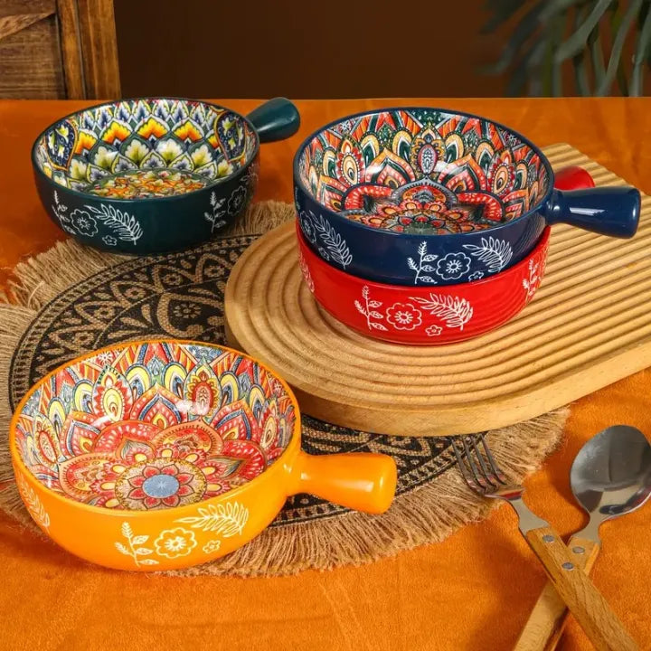 6” Ceramic Handle Bowl – Premium Printed Design - My Store