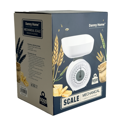 Danny Home Mechanical Kitchen Scale 5KG (Model SS060) – Analog Food Weighing Scale with 1200ml Bowl