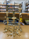 Luxury 3-Piece Floral Gold Taper Candle Holder Set - My Store