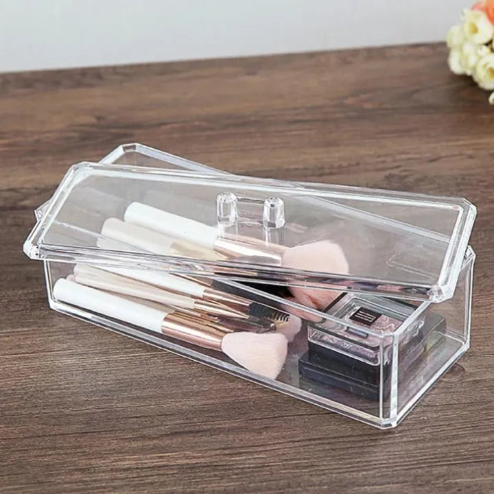 Clear Acrylic Makeup Brush Organizer with Lid