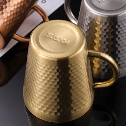 Stainless Steel Gold Hammered Mug