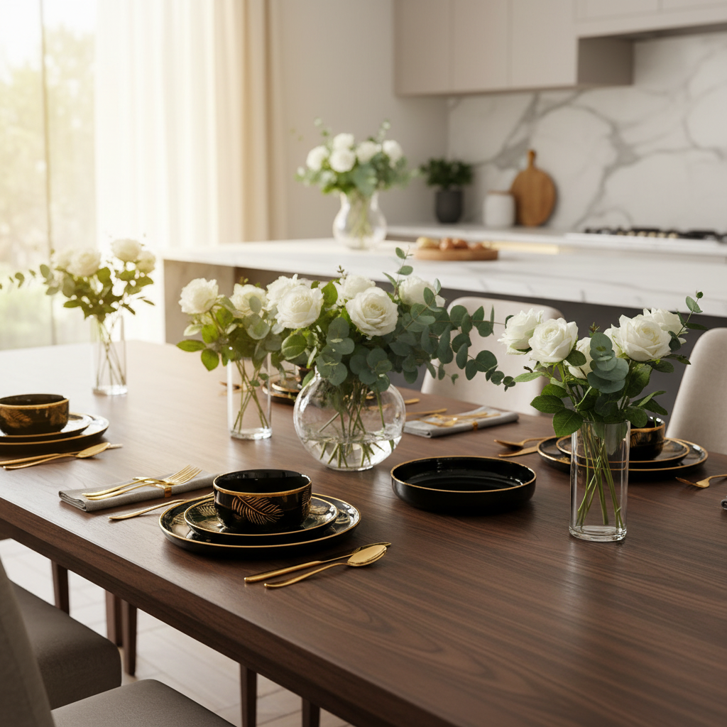 Premium 24-Piece Dinner Set – Golden Touch Leaf Design