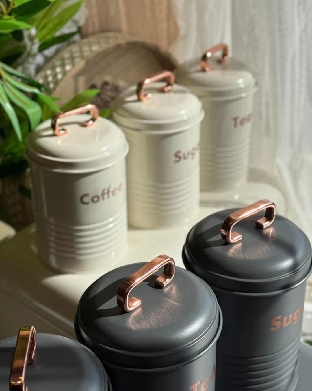 3-Piece Kitchen Canister Set (Tea, Coffee & Sugar)