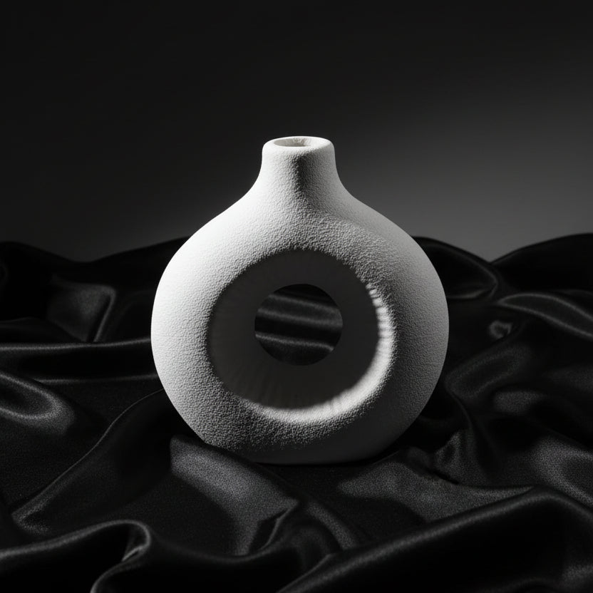 Modern Textured Donut Ceramic Vase