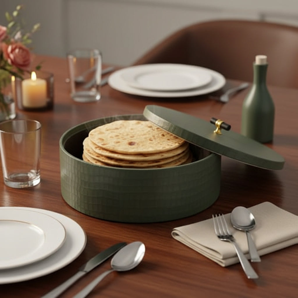 Luxury Faux Leather Roti Box & Multi-Purpose Storage Organizer